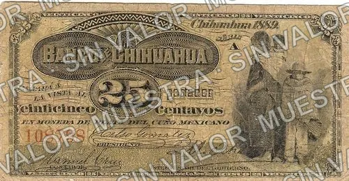 25 centavos, Banco de Chihuahua (M73), anverso