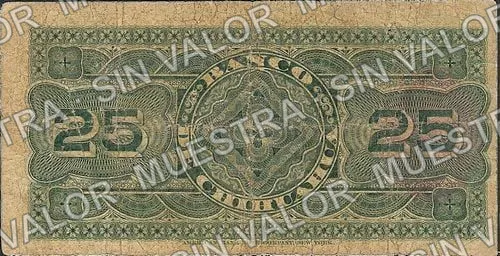 25 centavos, Banco de Chihuahua (M73), reverso