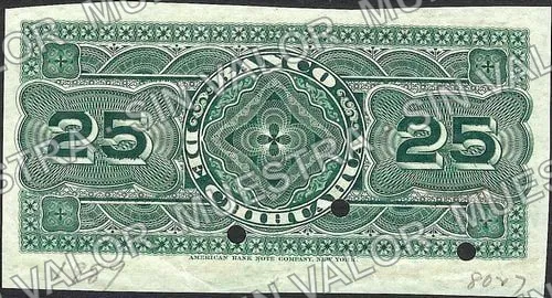 25 centavos, Banco de Chihuahua (M73), reverso (M73s 25c Banco de Chihuahua specimen)