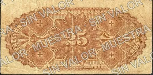 25 centavos, Banco de Santa Eulalia (M161), reverso