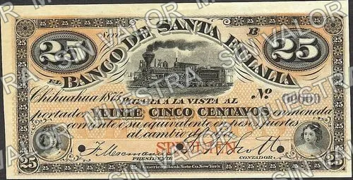 25 centavos, Banco de Santa Eulalia (M161), anverso (M161s 25c Banco de Santa Eulalia specimen)