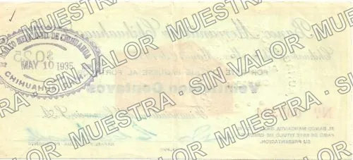 25 centavos, Banco Mercantil de Chihuahua (M4248), reverso