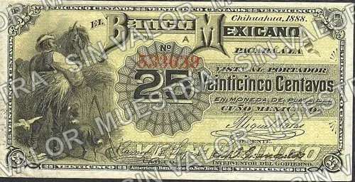 25 centavos, Banco Mexicano (M118), anverso