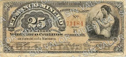 25 centavos, Banco Minero (M128), anverso