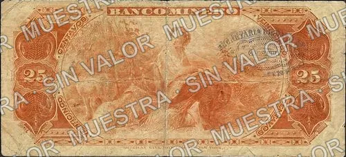 25 centavos, Banco Minero (M128), reverso