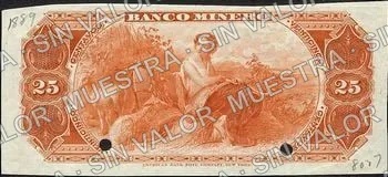 25 centavos, Banco Minero (M128), reverso (M128s 25c Banco Minero specimen)