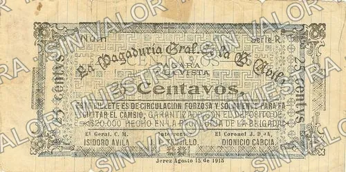 25 centavos, Brigada Avila (M4182), M4182 25c Brigada Avila, anverso