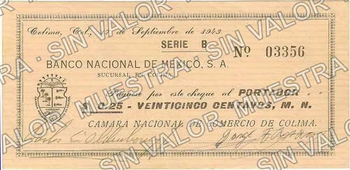25 centavos, Cámara Nacional de Comercio (M4281), anverso