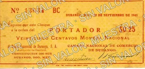 25 centavos, Cámara Nacional de Comercio (M4293), anverso (M4293b 25c Cámara Nacional de Comercio)