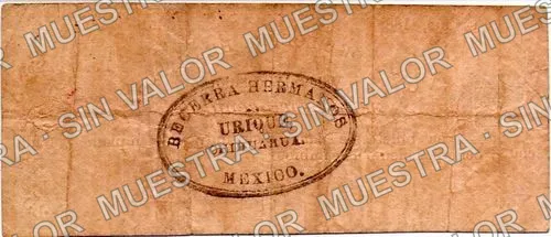 25 centavos, Casa de Becerra Hermanos, Serie E (M664), reverso (M664 25c Casa de Becerra Hermanos, Serie F)