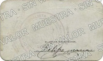 25 centavos, Comandancia Militar (M937), M937 25c Comandancia Militar, reverso