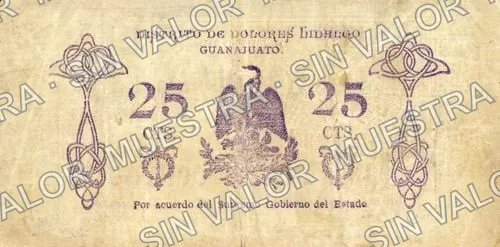 25 centavos, Dolores Hidalgo (M1645), M1645 25c Dolores Hidalgo, reverso