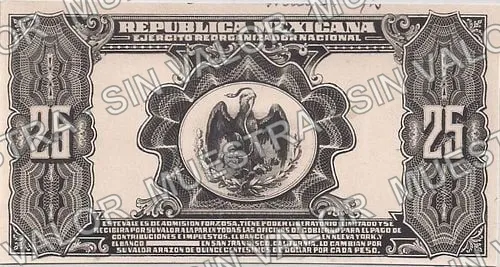 25 centavos, Ejército Reorganizador Nacional (M1279), reverso