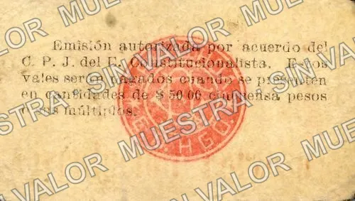 25 centavos, Estado de Hidalgo (M2072), M2072 25c Estado de Hidalgo, reverso