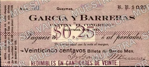 25 centavos, García y Barreras (M3849), M3849 25c García y Barreras, anverso