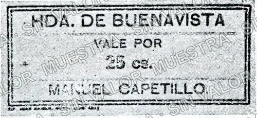 25 centavos, Hacienda de Buenavista (M2542), anverso