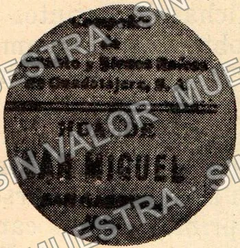 25 centavos, Hacienda de San Miguel (M2597), anverso