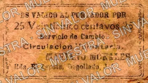 25 centavos, Hacienda El Zapote (M2457), anverso