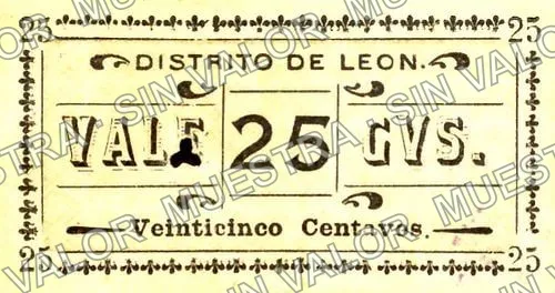 25 centavos, León (M1697), M1697 25c León, anverso