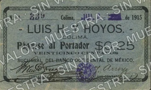 25 centavos, Luis H. y Hoyos (M1226), anverso