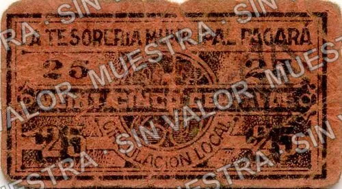 25 centavos, Municipio de San Pedro (M1095), M1095 25c Municipio de San Pedro, reverso
