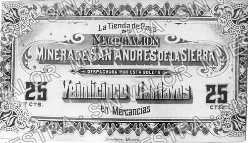 25 centavos, Negociación Minera de San Andres de la Sierra (M706), M706 25c Negociación Minera de San Andres de la Sierra, anverso