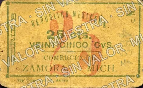 25 centavos, Rosendo Tamayo y Cía (M3148), M3148 25c Rosendo Tamayo y Cía., anverso