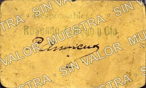 25 centavos, Rosendo Tamayo y Cía (M3148), M3148 25c Rosendo Tamayo y Cía., reverso