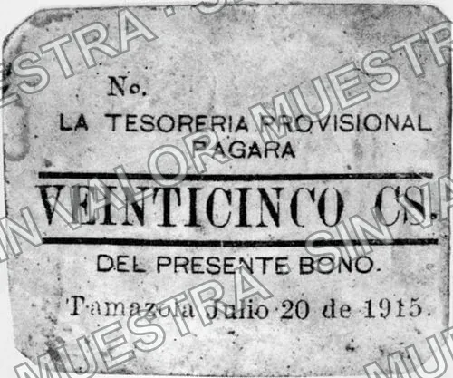 25 centavos, Tesorería Provisional (M3382), M3382 25c Tesorería Provisional, anverso