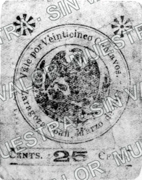 25 centavos, Zaragoza (M1184), M1184 25c Zaragoza, anverso