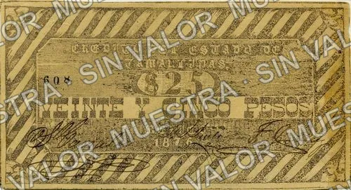 25 pesos, Crédito del Estado (M768), anverso