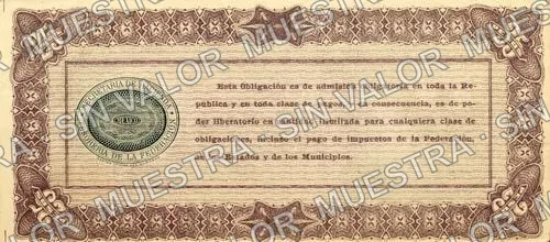 25 pesos, Obligación Provisional (M1253), reverso
