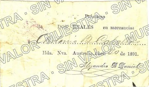 2r Hacienda Nueva Australia (M625), M625 2r Hacienda Nueva Australia, anverso