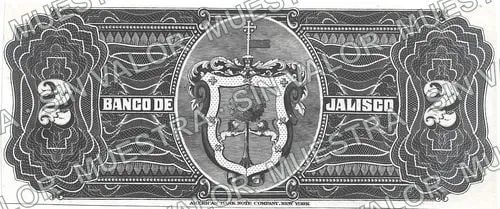 .3 $1 Banco de Jalisco pattern (M384), M384 $1,000 Banco de Jalisco specimen, anverso