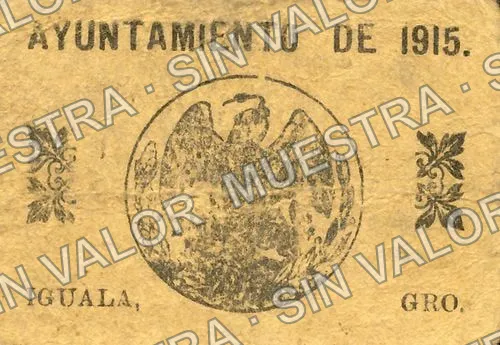 3 centavos, Ayuntamiento de 1915, Iguala (M1943), reverso (M1943b 3c Ayuntamiento de 1915, Iguala)