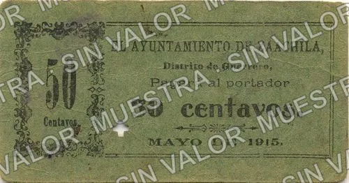 3 centavos, Ayuntamiento de Zaachila (M3387), anverso (M3387.4 50c Ayuntamiento de Zaachila)