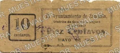3 centavos, Ayuntamiento de Zaachila (M3387), anverso (M3387.2 10c Ayuntamiento de Zaachila)