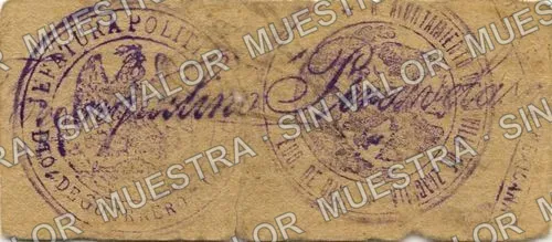 3 centavos, Ayuntamiento de Zaachila (M3387), reverso (M3387.2 10c Ayuntamiento de Zaachila)