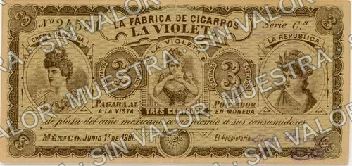 3 centavos, La Violeta (M698), anverso