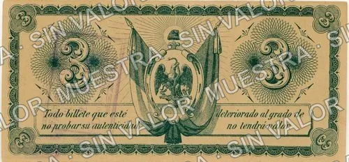 3 centavos, La Violeta (M698), reverso