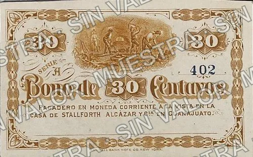 30 centavos, Stallforth, Alcazar (M722), anverso (M722r 30c Stallforth, Alcazar remainder)