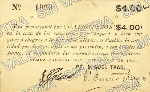 4 pesos, Miguel Trad (M1545), anverso