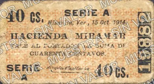 40 centavos, Hacienda Miramar (M4041), anverso
