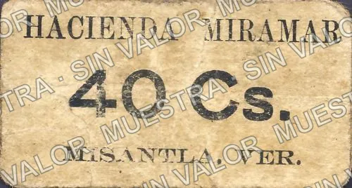 40 centavos, Hacienda Miramar (M4041), reverso