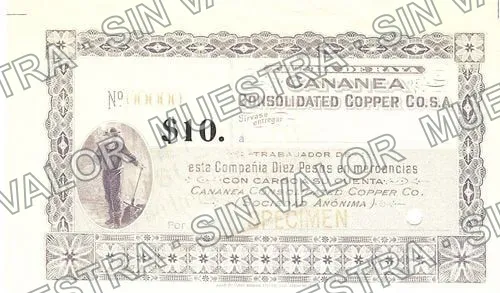 .5 $1 La Mina Mexicana (M758), anverso (M758a CCCC $10 with denomination)
