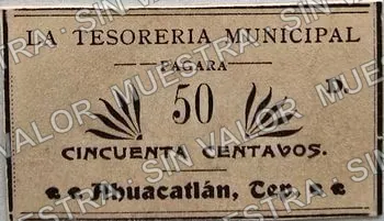 .5 10c Tesorería Municipal, Ahuacatlán (M3270), anverso