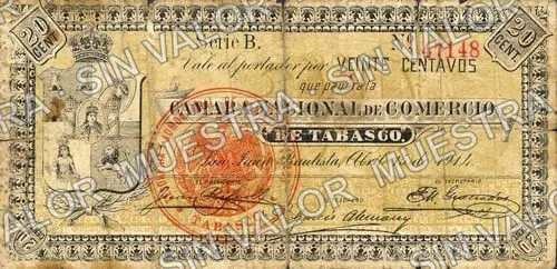 .5 25c Cámara Nacional de Comercio images courtesy of Miguel Zea (M3887), M3887 20c Cámara Nacional de Comercio (with Ejército Constitucionalista overprint, anverso