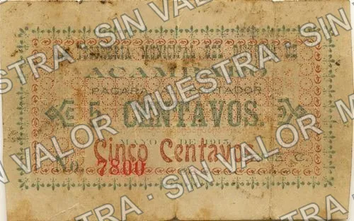 5 centavos, Acámbaro (M1581), M1581 5c Acámbaro, anverso