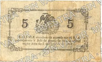 5 centavos, Admón. de Rentas Municipales (M2798), M2798 5c Admón. de Rentas Municipales, reverso
