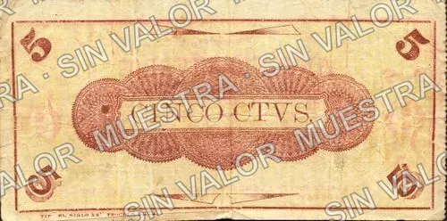 5 centavos, Antonio Viveros (M4000), M4000 5c Antonio Viveros, reverso